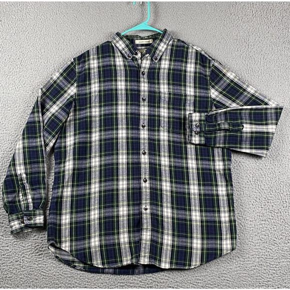 L.L.Bean Men's L Regular Slightly Fitted Plaid Flannel Shirt 100% Cotton Work - Picture 1 of 8